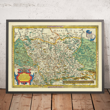 Old Map of Saxony by Ortelius, 1595: Berlin, Leipzig, Dresden, Elbe River, Ore Mountains