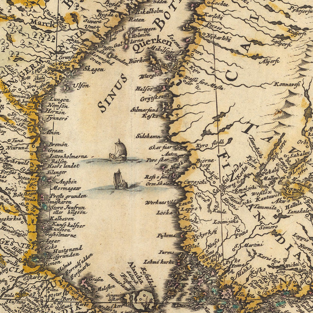 Alte Karte von Skandinavien und Nordeuropa von Visscher, 1690: Oslo, Stockholm, Helsinki, Riga, Kopenhagen