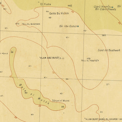 Old Map of El Alamein by German Army, 1942: WW2, Ed Daba, Trenches, Railway, Dunes