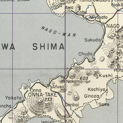 Alte Militärkarte aus dem Zweiten Weltkrieg von Okinawa, Japan: 64. Ingenieurbataillon Topographische Truppen 