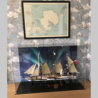 A customer photo showing the map, and Shackleton's Endurance made of Lego.