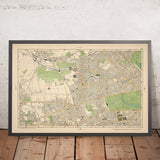 Ancienne carte du centre-ouest de Londres, 1900 : Hyde Park, Kensington, Hammersmith, musées, Wormwood Scrubs 