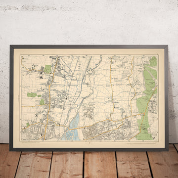Alte Karte von Nordostlondon, 1900: Edmonton, Tottenham, Walthamstow, Wasserreservoirs, Woodford Park 