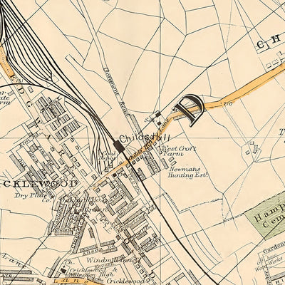 Old Map of North London, 1900: Kingsbury, Hampstead Heath, Golders Green, Brent, Belsize, Willesden