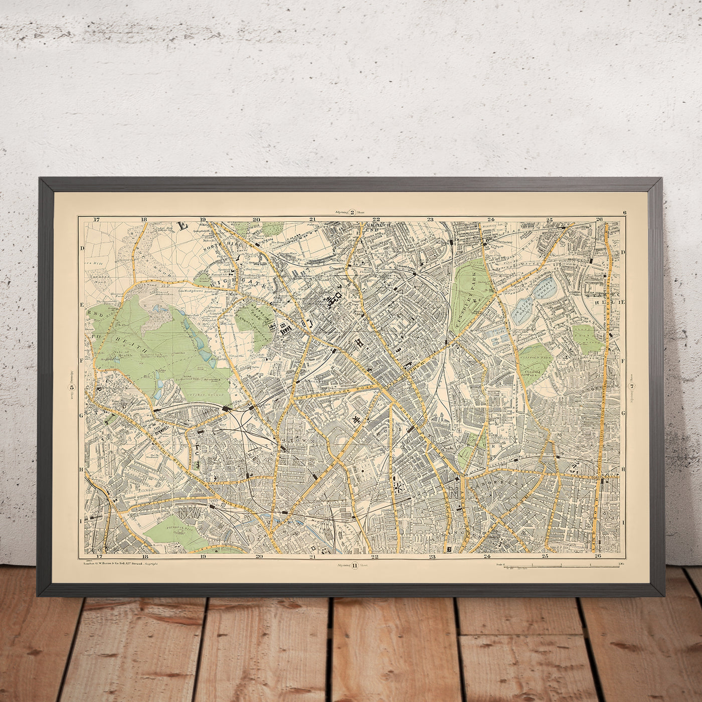 Old Map of North-Central London, 1900: Hampstead Heath, Camden, Highgate, Finsbury Park, Stoke Newington