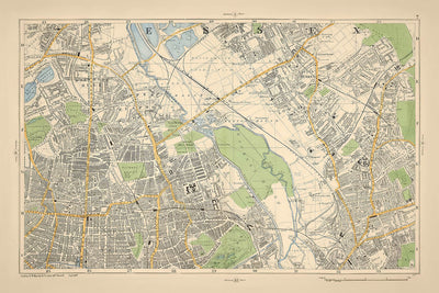 Alte Karte von London, 1900: Stamford Hill, Hackney Downs, Lea Bridge, Stratford, London Fields