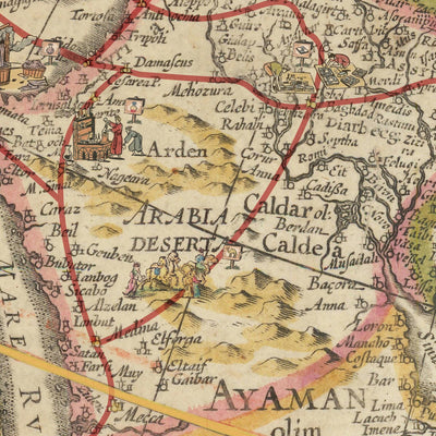 Ancienne carte de la Route de la Soie par Blaeu, 1640 : Samarkand, Kashgar, Xi'an, Perse, Chine