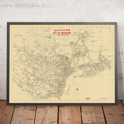 Old Map of Singapore City by SIT, 1955: Bukit Timah, Saranggong, Ulu Kalang, Ang Mo Kio, and the Malay Settlement