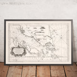 Old Map of Singapore & Malacca Strait by Bellin, 1755: Singapore Island, Malaysia, Indonesia, Lingga