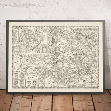 Viejo mapa de Somerset en 1611 por John Speed ​​- Bath, Portishead, Weston-Super-Mare, Taunton, Yeovil