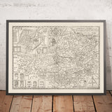 Antica mappa del Somerset nel 1611 di John Speed - Bath, Portishead, Weston-Super-Mare, Taunton, Yeovil 