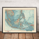 Old Map of Southeast Asia, 1967: Asiatic or Malay Archipelago - Indonesia, Malaysia, Philippines, Brunei