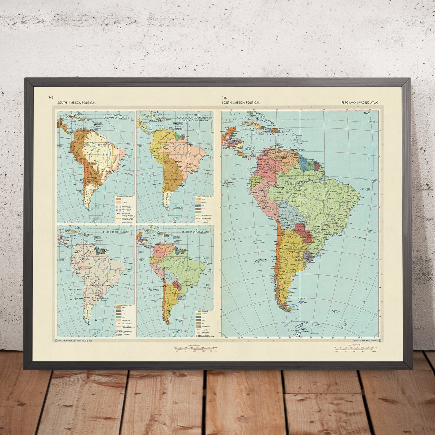 Old Infographic Map of South America, 1967: Political Charts, Colonial ...