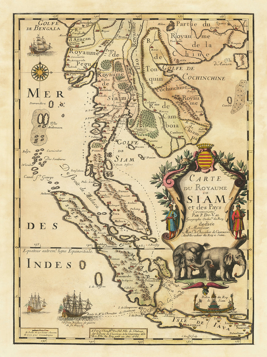 Antica mappa della Thailandia e dell&