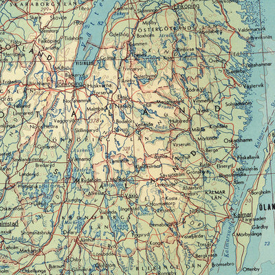 Alte Karte von Dänemark, 1967: Kopenhagen, Aarhus, Odense, Aalborg, Esbjerg