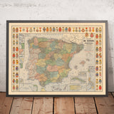 Old Map of Spain and Portugal by Dosseray, 1892: Empires, Colonies, Puerto Rico, Philippines, Cuba