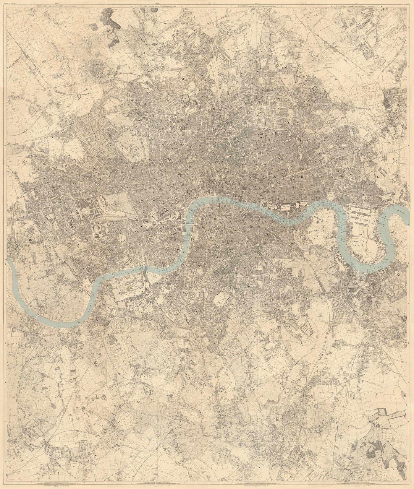 Carte personnalisée de Londres par Edward Stanford, 1862 - Design & Faire votre propre ancienne carte
