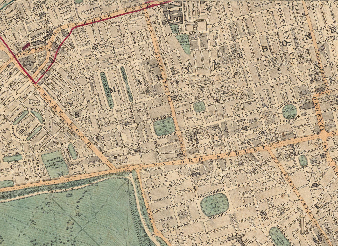 Wc1 Postcode Map Old Colour Map of Central London, 1891 - Mayfair, Oxford Street ...