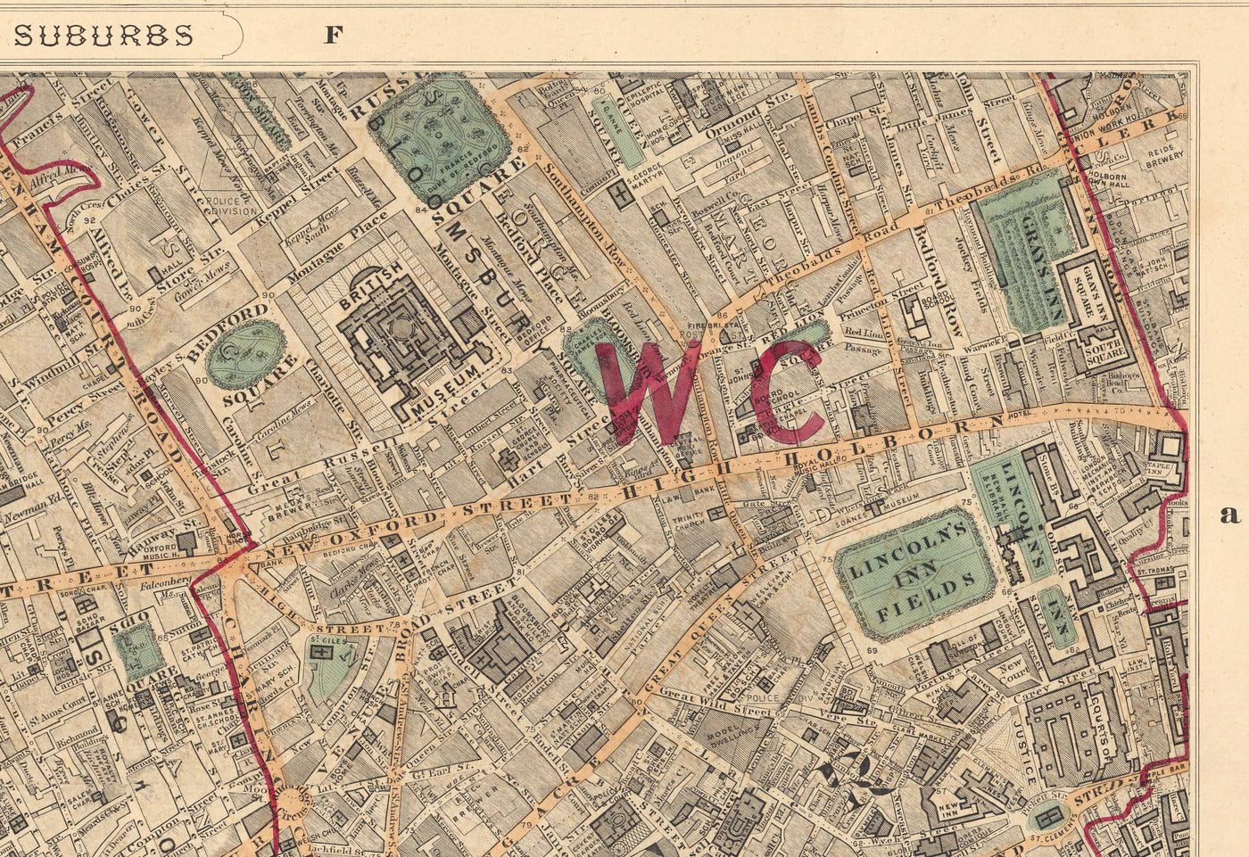 Wc1 Postcode Map Old Colour Map of Central London, 1891 - Mayfair, Oxford Street ...
