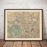 Alte Farbkarte von Nord-London, 1891 - Camden, Regents Park, Primrose Hill, Kentish Town, Kings Cross - NW1 N1C N7 NW5 NW3 NW8 