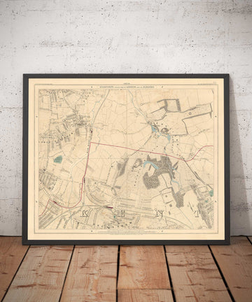 Old Colour Map of South East London, 1891 - Bromley, Beckenham, Sydenham, Southend, Downham - SE26, SE6, BR1, BR2