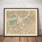 Alte Farbkarte von Südlondon im Jahr 1891 - Battersea, Chelsea, Oval, Stockwell, Wandsworth - SW3, SW1, SE11, SW8, SW11, SW9, SW4 