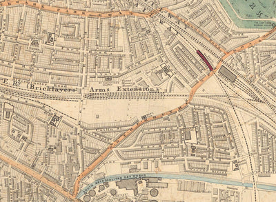 Old Colour Map of South London in 1891 - Camberwell, Peckham, Walworth, Nunhead, Old Kent Road - SE5, SE17, SE15, SE1, SE16