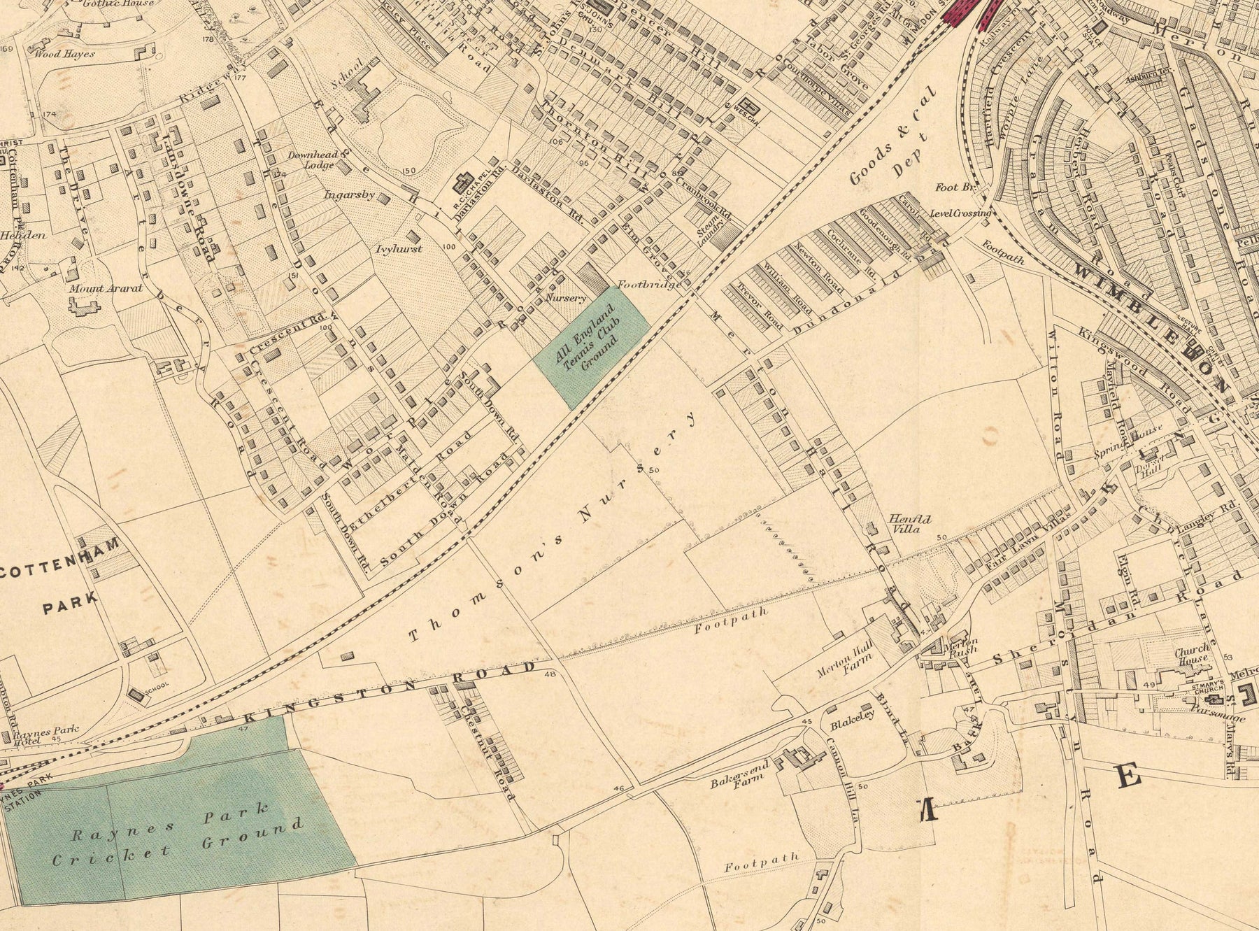 Old Colour Map of South West London, 1891 - Wimbledon, Merton ...