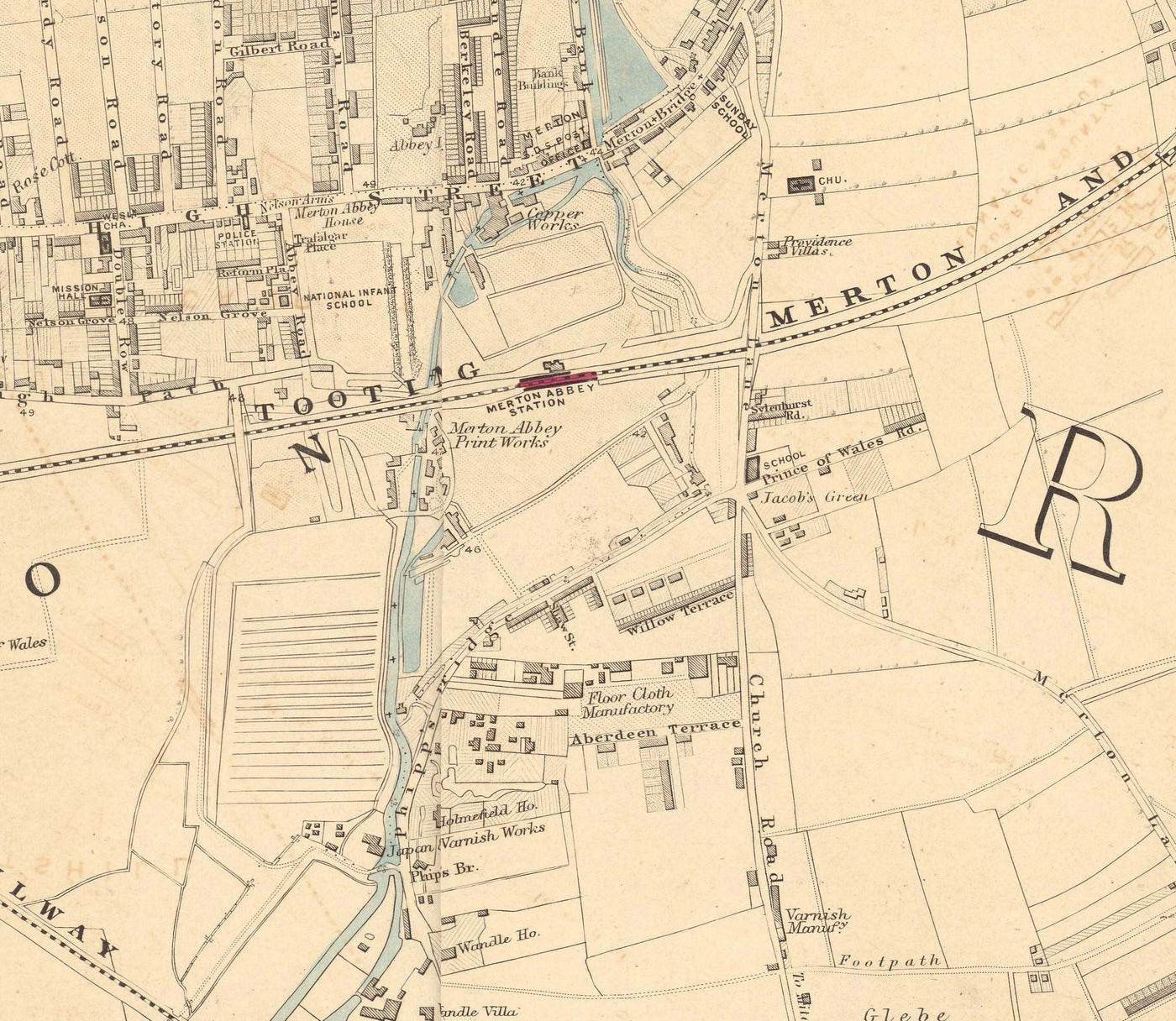 Old Colour Map of South West London, 1891 - Wimbledon, Merton ...