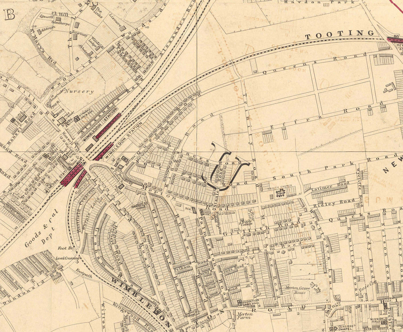 Old Colour Map of South West London, 1891 - Wimbledon, Merton ...