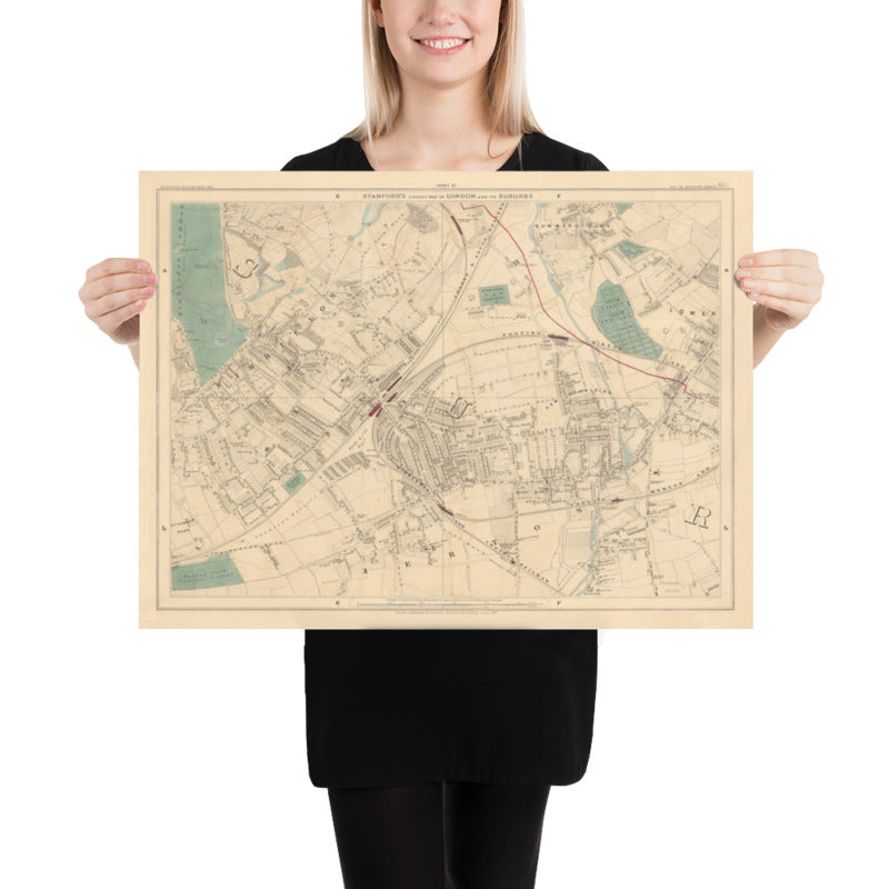 Old Colour Map of South West London, 1891 - Wimbledon, Merton ...