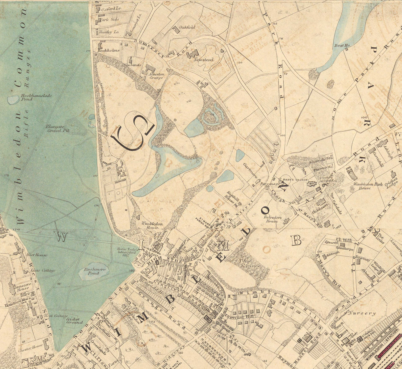 Old Colour Map of South West London, 1891 - Wimbledon, Merton ...