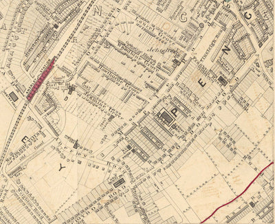 Antiguo mapa en color del sureste de Londres, 1891 - Norwood, Crystal Palace, Penge, Sydenham - SE27, SE19, SE20, SE26