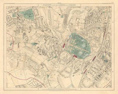 Alte Farbkarte von Südost-London, 1891 - Norwood, Crystal Palace, Penge, Sydenham - SE27, SE19, SE20, SE26