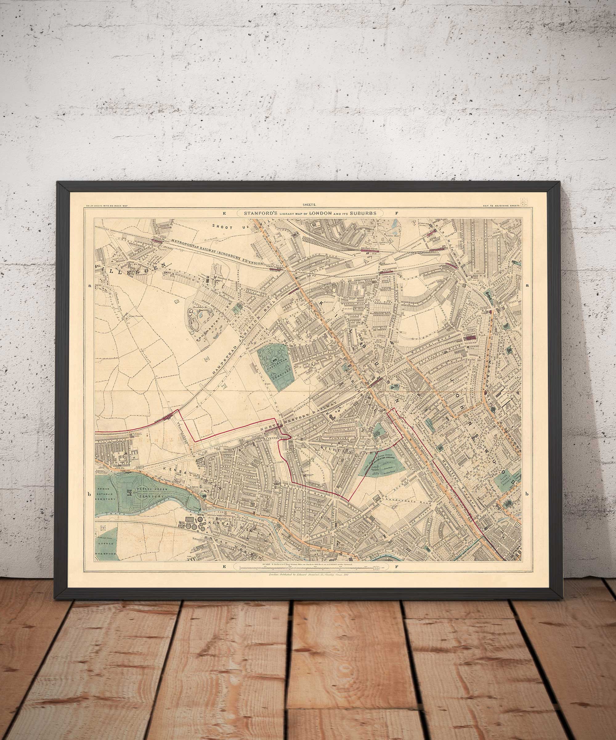 Nw8 Postcode Map Old Colour Map of West London, 1891 - St Johns Wood, Kilburn, Kensal ...