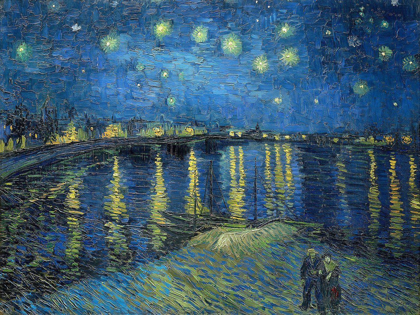 Noche estrellada sobre el Ródano de Vincent van Gogh, 1888