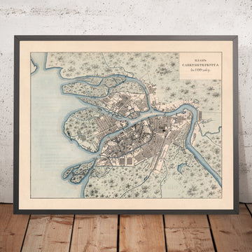 Old Map of Saint Petersburg, Russia by Tsylov, 1799: Districts, Rivers, Parks, Landmarks, Canals