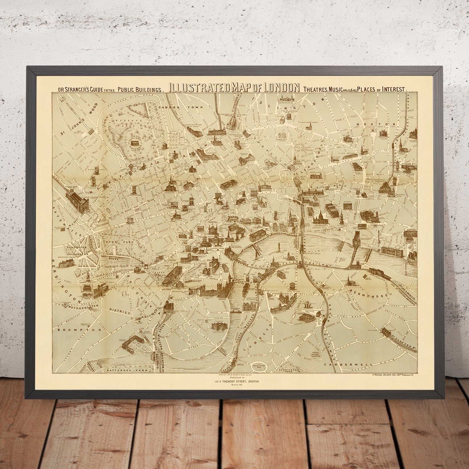 Old quot Stranger 39 s Guide quot Map of London - Strangersguidelondongeorgeyoung187720x16 Mockupframe 