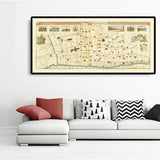 Old Map of the Great Fire of London in 1667 by John Leake & George Vertue - London Bridge, Westminster, River Thames, St Paul's Cathedral, Southwark
