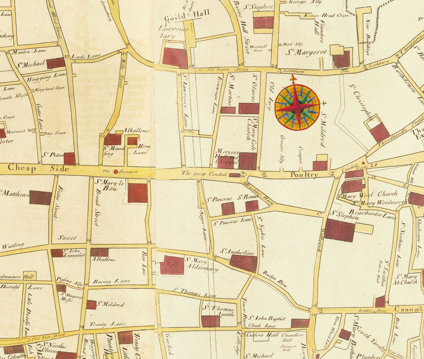 Alte Karte des großen Brandes von London im Jahr 1667 von John Leake & George Vertue - London Bridge, Westminster, Themse, St. Paul's Cathedral, Southwark