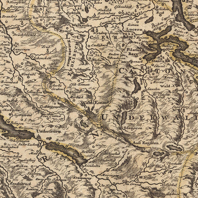 Old Map of Switzerland by Visscher, 1690: Bern, Zürich, Geneva, Laussane, Gruyère Pays-d'Enhaut Regional Park