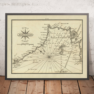 Ancien Bay de Marseille, France Carte Nautique par Heather, 1802 : Les Îles, Installations Militaires 