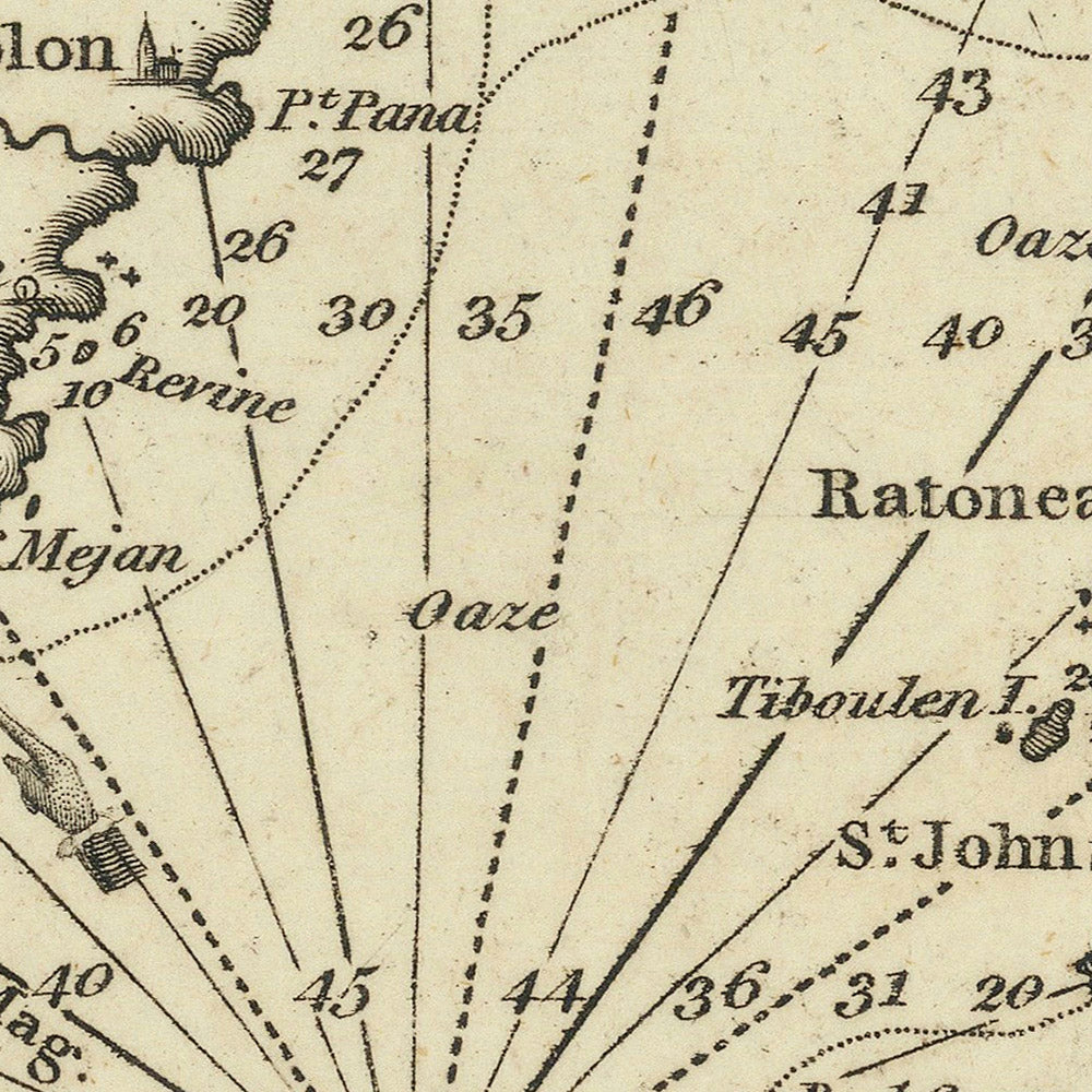 Old Bay of Marseille, France Nautical Chart by Heather, 1802: Les Îles, Military Installations