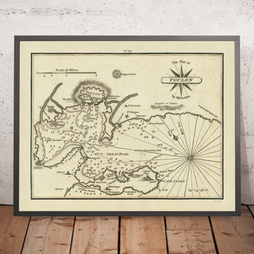 Carta Nautica della Vecchia Baia di Tolone di Heather, 1802: Fortificazioni, Batimetrie, Installazioni Militari 