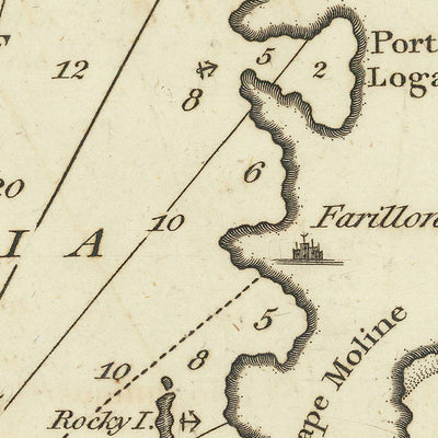 Old Gulf of Catania, Sicily Nautical Chart by Heather, 1802: Mount Etna, Italy, Cape Carnale