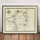 Old Gulf of Naples Nautical Chart by Heather, 1802: Mount Vesuvius, Capri, Amalfi Coast, Sorrento