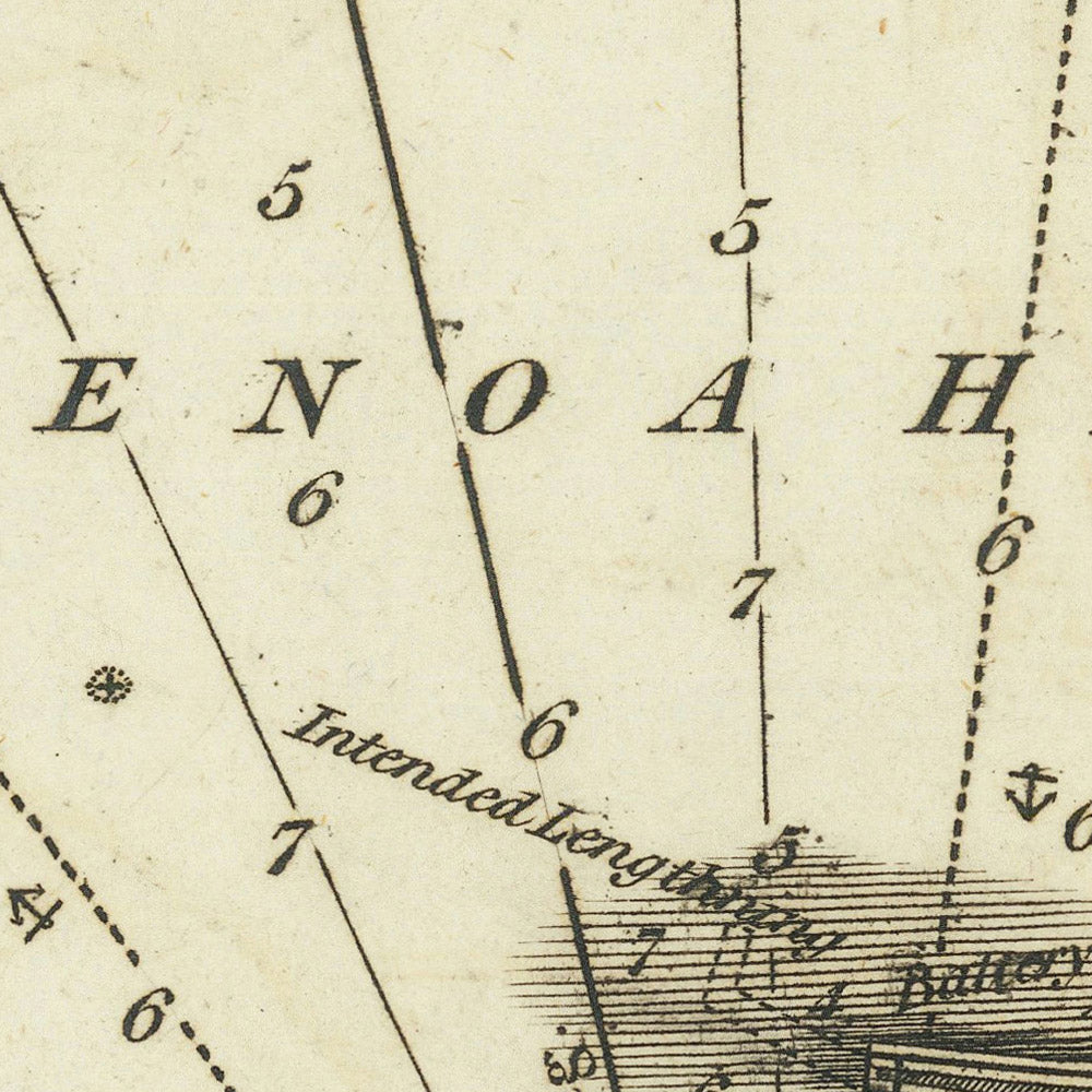 Carta náutica del antiguo puerto de Génova de Heather, 1802: Lanterna, fortificaciones, edición poco común