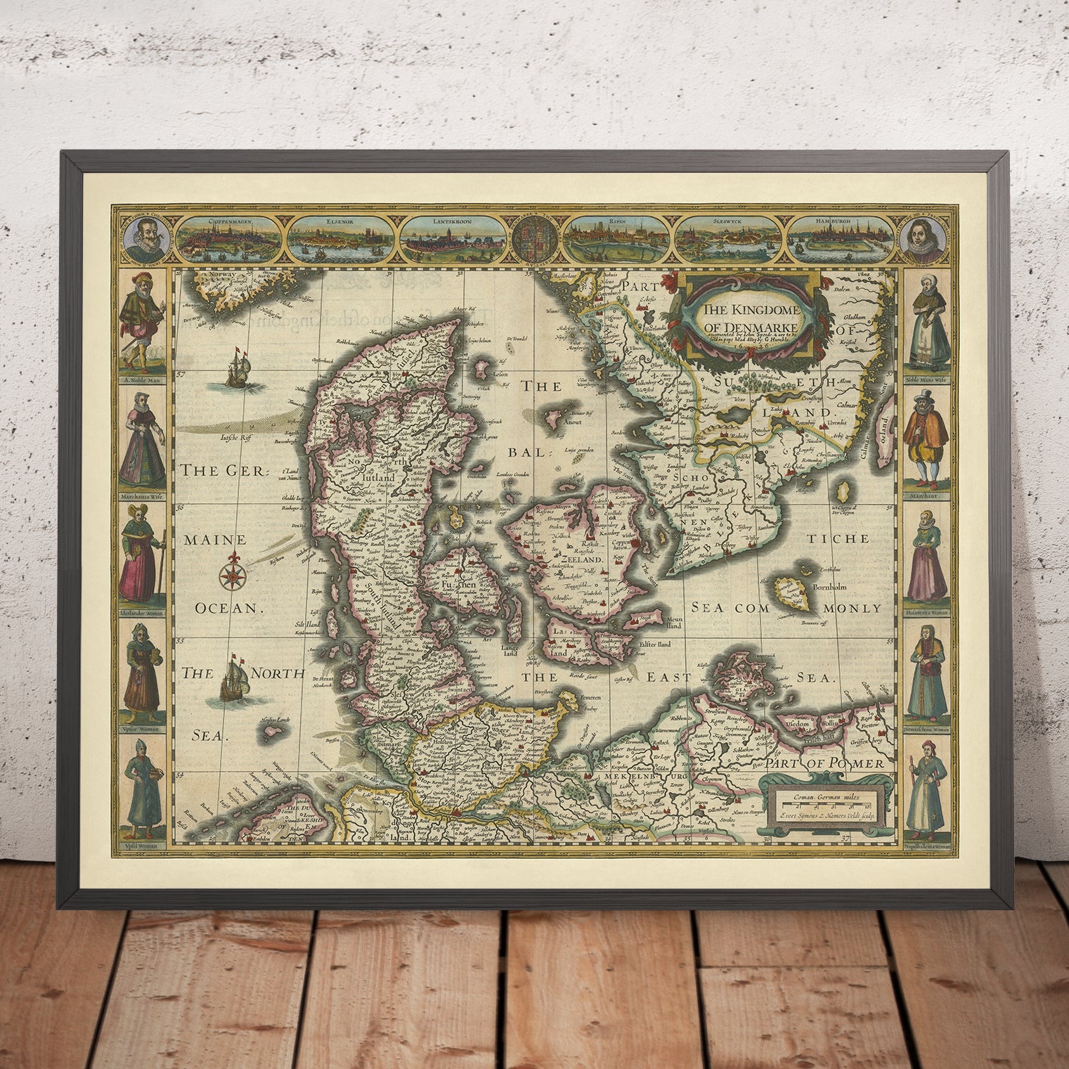 Denmark Map Mod Old Map of the Kingdom of Denmark by Speed, 1626: Copenhagen, Elsinore ...