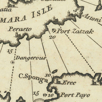 Old Marmara Islands Nautical Chart by Heather, 1802: Turkey, Dardanelles, Bosphorus, Ancient Troy