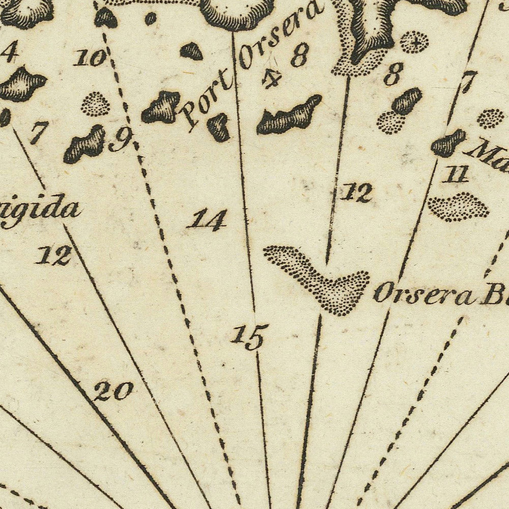 Old Istrian Peninsula Nautical Chart by Heather, 1802: Rovinj, Poreč, Vrsar, Croatia